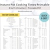 Instant Pot Cooking Times Printable PDF, Instant Pot Cheat Sheet ...