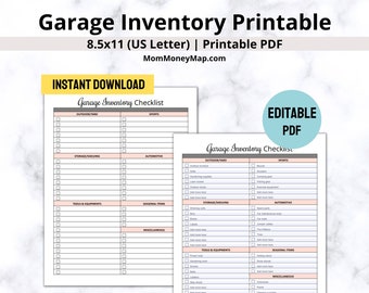 Garage Inventory Checklist Printable PDF, Garage Decluttering Guide, Garage Cleaning Checklist, Garage Declutter Planner, Garage Cleanout