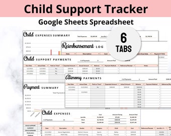 Child Support Tracker Google Sheets Spreadsheet, Child Custody Planner, Child Expenses Reimbursement, Child Support Alimony Spreadsheet