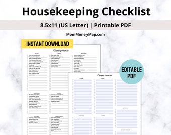 Housekeeping Checklist Printable PDF, Housecleaning Schedule Template, Good Housekeeping Checklist, Airbnb Cleaning Checklist, Home Cleaning