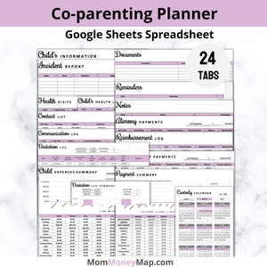 Co-Parenting Planer, Planer für das Sorgerecht für Kinder, Planer für gesunde Co-Elternschaft mit Unterhalt und Co-Parenting Kalender
