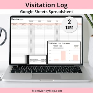 Registro de visitas de custodia de los hijos Hoja de cálculo de Google Sheets, visitas de los padres, visitas de los niños, registro de visitas supervisadas, cronograma de visitas de los niños
