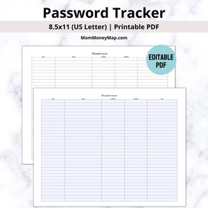 Password Tracker Printable PDF, Account Tracker, Login Tracker, Cheat Sheet Password, Password Organizer, Password List, Password Keeper