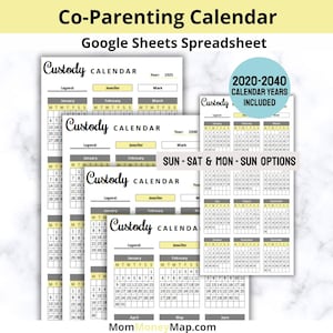 Co-Parenting Calendar Google Sheets Spreadsheet, Co Parenting Calendar, Child Custody Calendar, Custody Schedule, Digital Shared Calendar