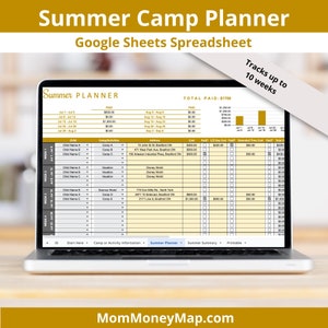 Summer Camp Planner Google Sheets Spreadsheet, Summer Camp Organizer, Summer Camp Scheduling Template, Outdoor Camp Planner, Camp Calendar