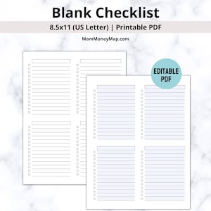 Blank Checklist Printable PDF, Blank To Do List, Minimalist To Do List, Basic Checklist, Basic To Do List, Customizable Checklist, Fillable