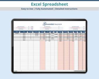Simple Grocery Bill Tracker Excel Spreadsheet, Grocery Bills Budget Plan Tracker, Grocery Cost Tracker, Track Grocery Purchases Spreadsheet