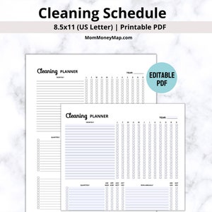 Cleaning Planner Portrait Printable PDF, Monthly, Quarterly, Semi-Annually, Annually House Cleaning Planner for Family, Cleaning Checklist