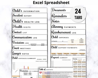 Co-Parenting Planner Excel Spreadsheet, Child Custody Planner, Healthy Co-Parenting with a Child Support and Co Parenting Calendar Excel