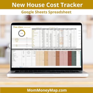 Nieuwe huiskosten bijhouden Google Spreadsheets-spreadsheet, financiële planning nieuwe woning bouwen, nieuwe spreadsheetsjabloon huisfinanciën beheren