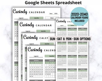 Co-Parenting Calendar Google Sheets Spreadsheet, Co Parenting Calendar, Child Custody Calendar, Custody Schedule, Digital Shared Calendar