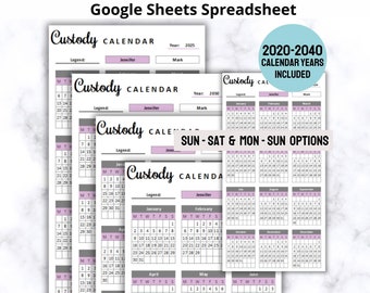 Co-Parenting Calendar Google Sheets Spreadsheet, Co Parenting Calendar, Child Custody Calendar, Custody Schedule, Digital Shared Calendar