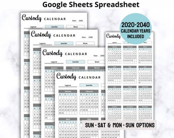 Co-Parenting Calendar Google Sheets Spreadsheet, Co Parenting Calendar, Child Custody Calendar, Custody Schedule, Digital Shared Calendar