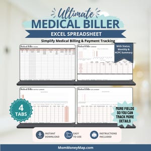 Ultimate Medical Billing Tracker Excel Spreadsheet, Invoice Expense Records, Coding Planner Template Bundle