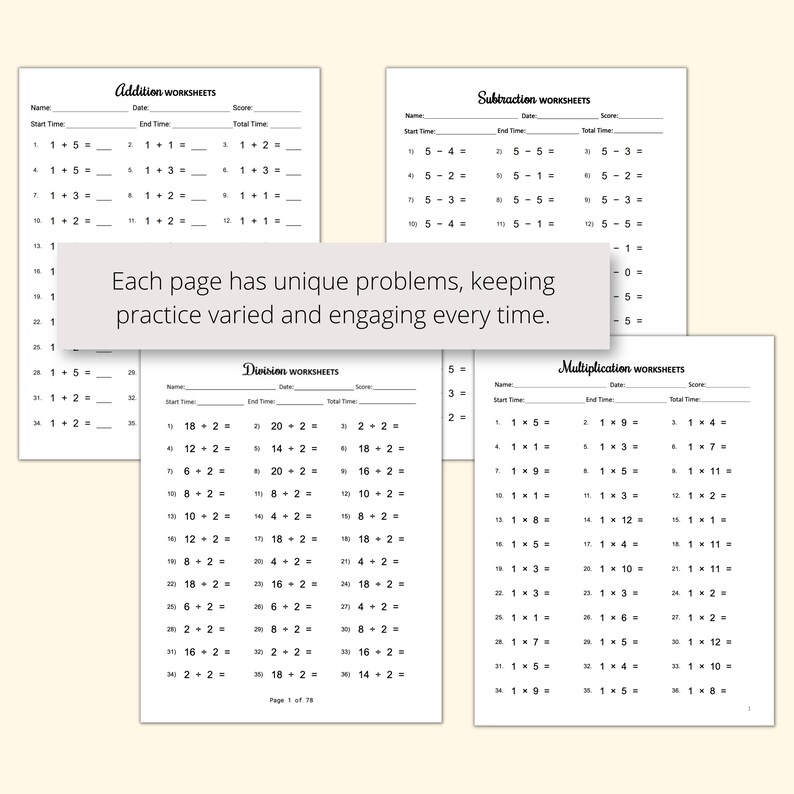 MDAS and basic operations math worksheets PDF bundle