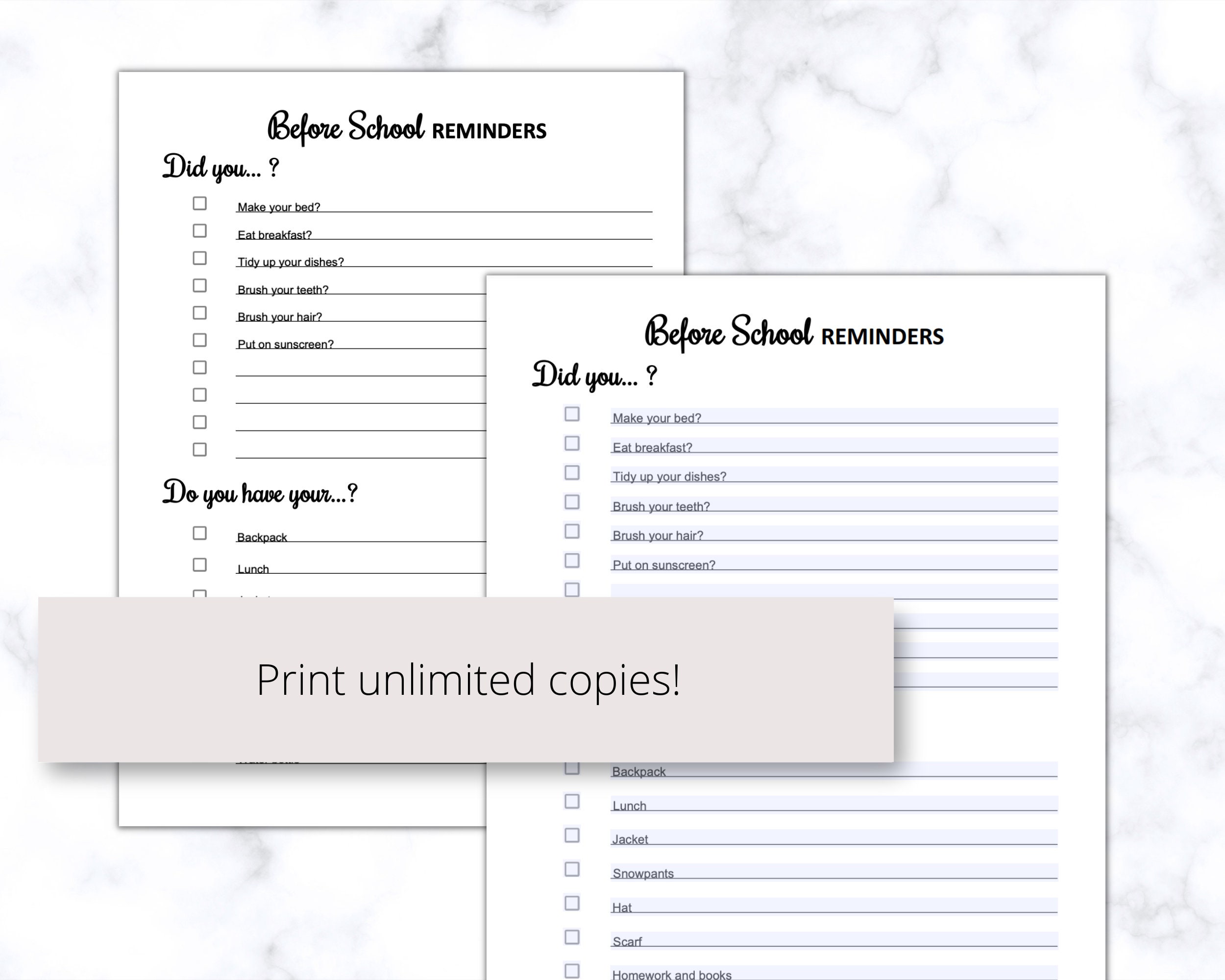 Printable Reminder List.pdf Before School Reminders Checklist PDF, Getting Ready for School ...