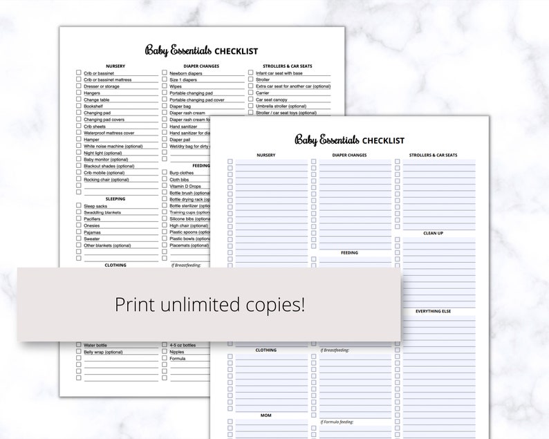Baby Essentials Checklist Printable PDF, Newborn Checklist, Baby Must