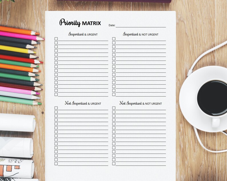 Priority Matrix Printable PDF, Eisenhower Matrix PDF Template, Priority ...