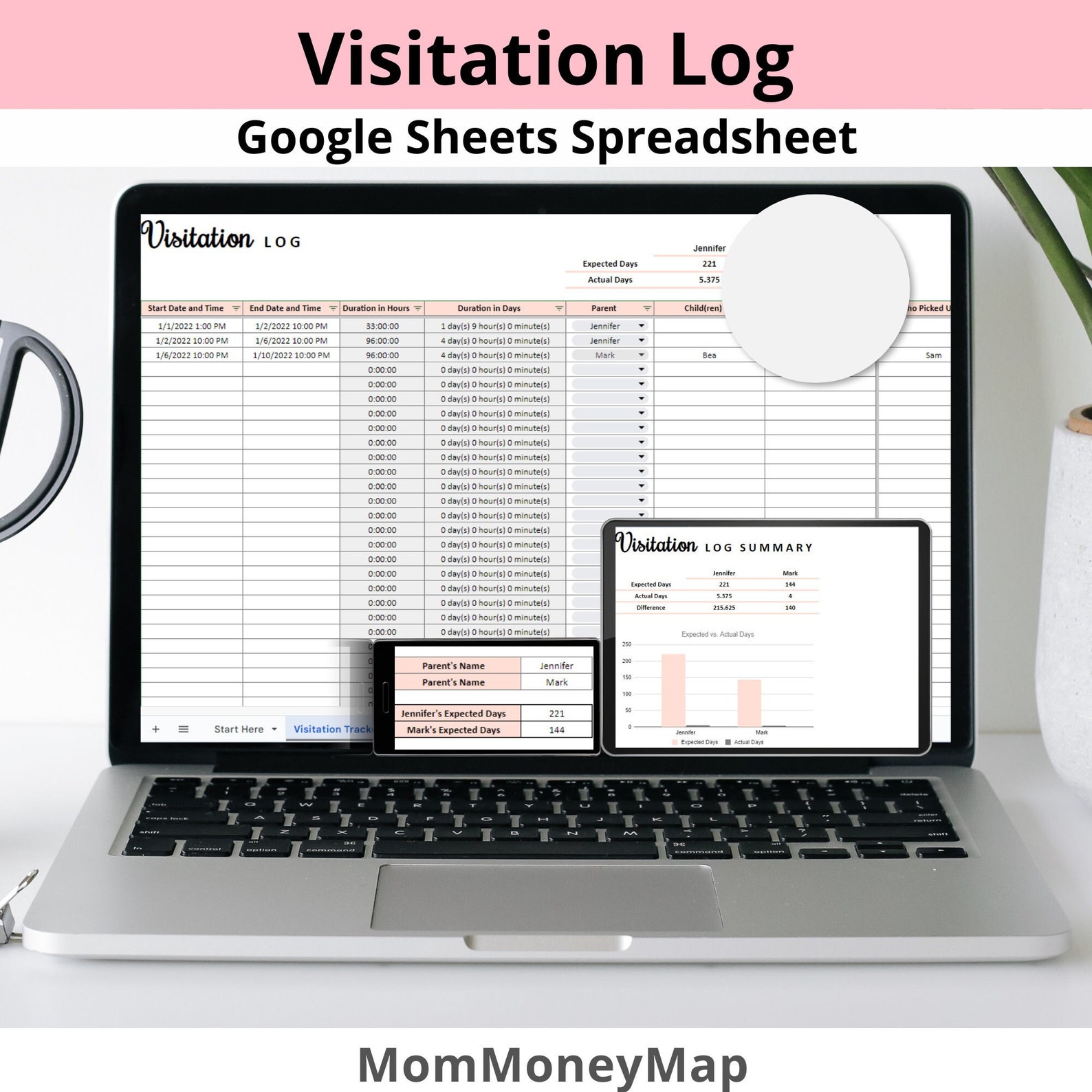 Child Custody Visitation Days Tracker Google Sheets Etsy