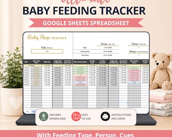 Ultimate Baby Feeding Tracker Google Sheets Spreadsheet, Newborn Feeding Log and Summary Charts Digital Download