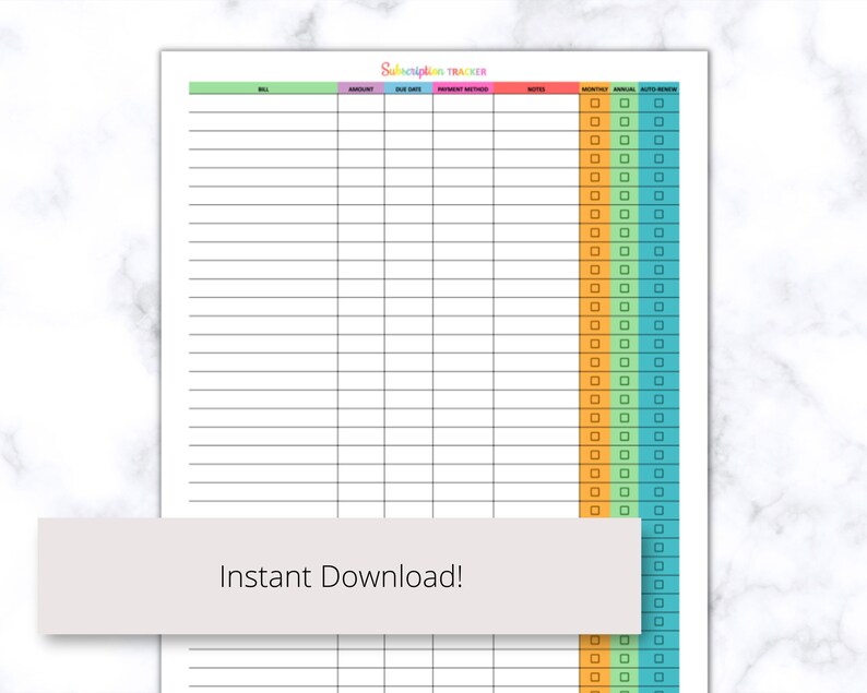 track monthly subscriptions
