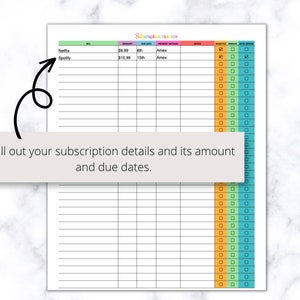monthly subscription tracker