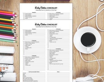 Lista de ropa para bebé (PDF imprimible), lista de preparación