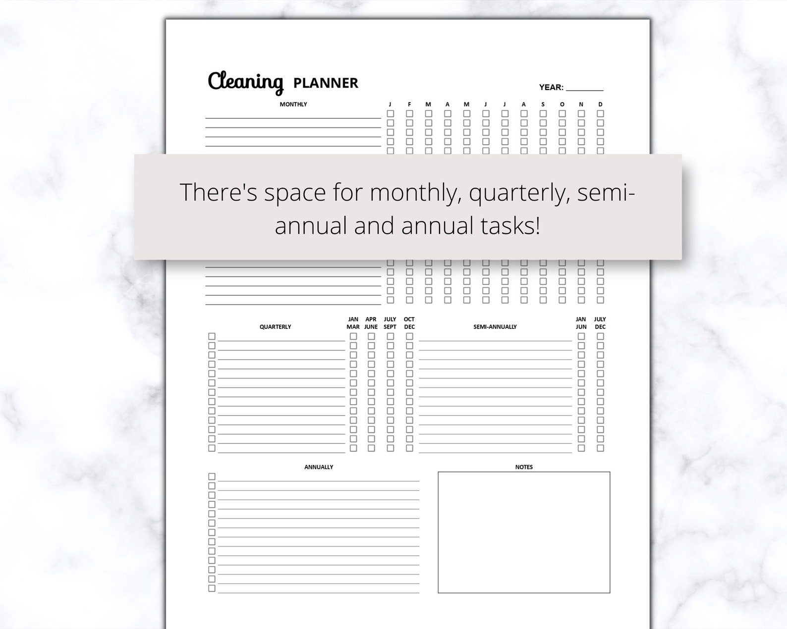 Cleaning Planner Portrait Printable PDF, Monthly, Quarterly, Semi ...