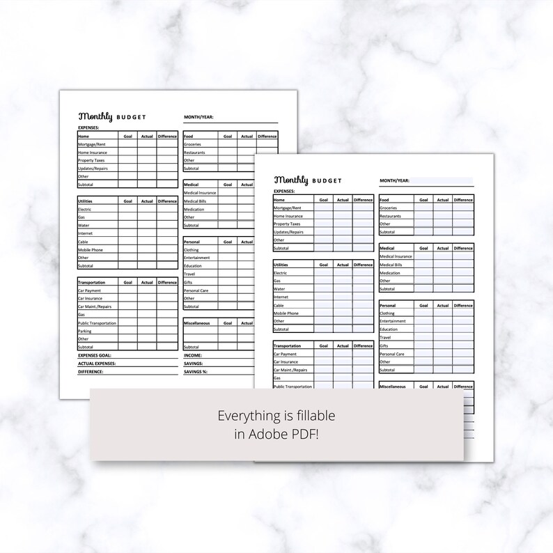 monthly budget tracker