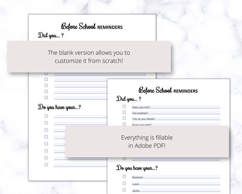 Before School Reminders Checklist PDF, Getting Ready for School ...