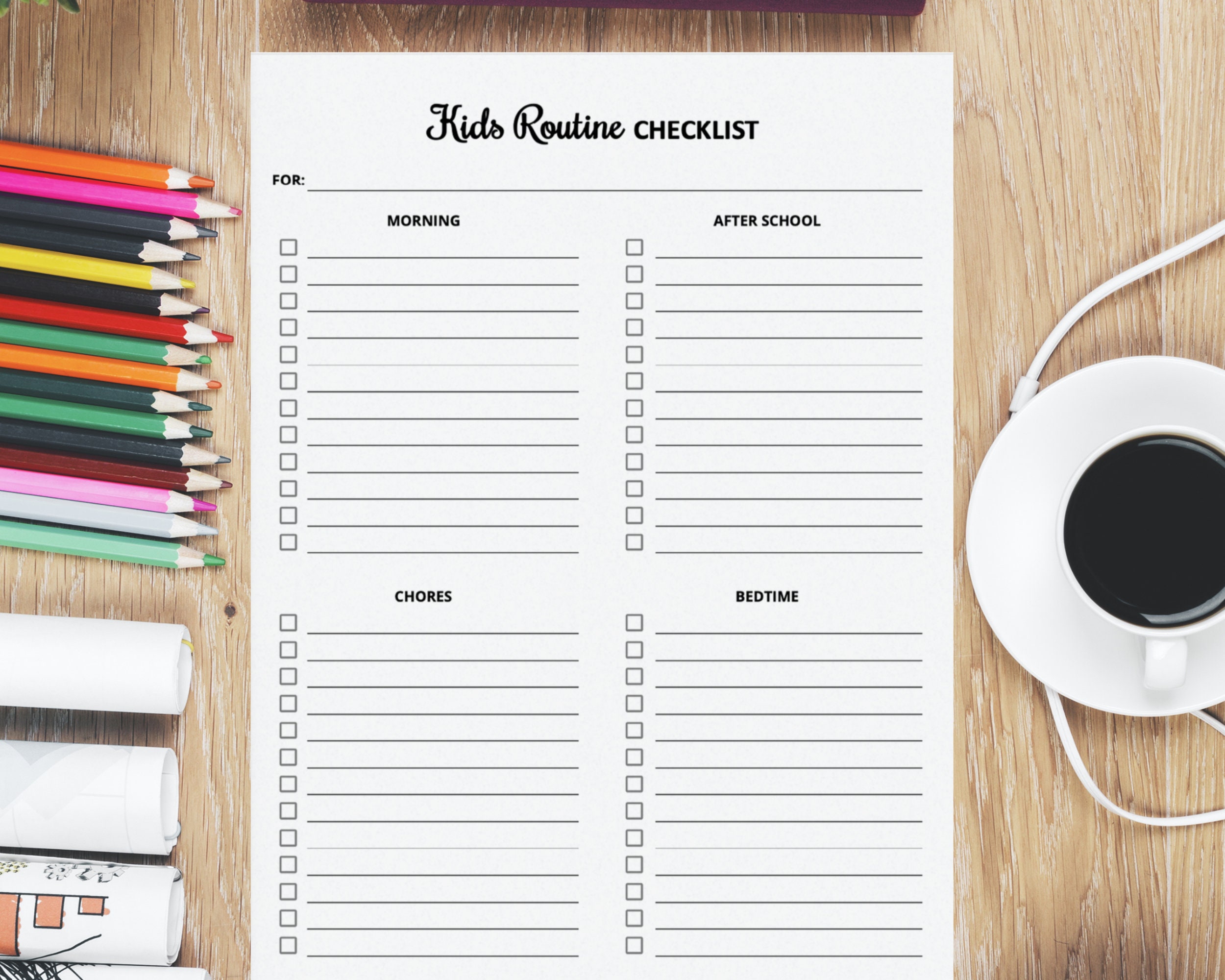 Fillable Routine Kids Routine Checklist Printable PDF, Daily Routine Chart for Kids ...
