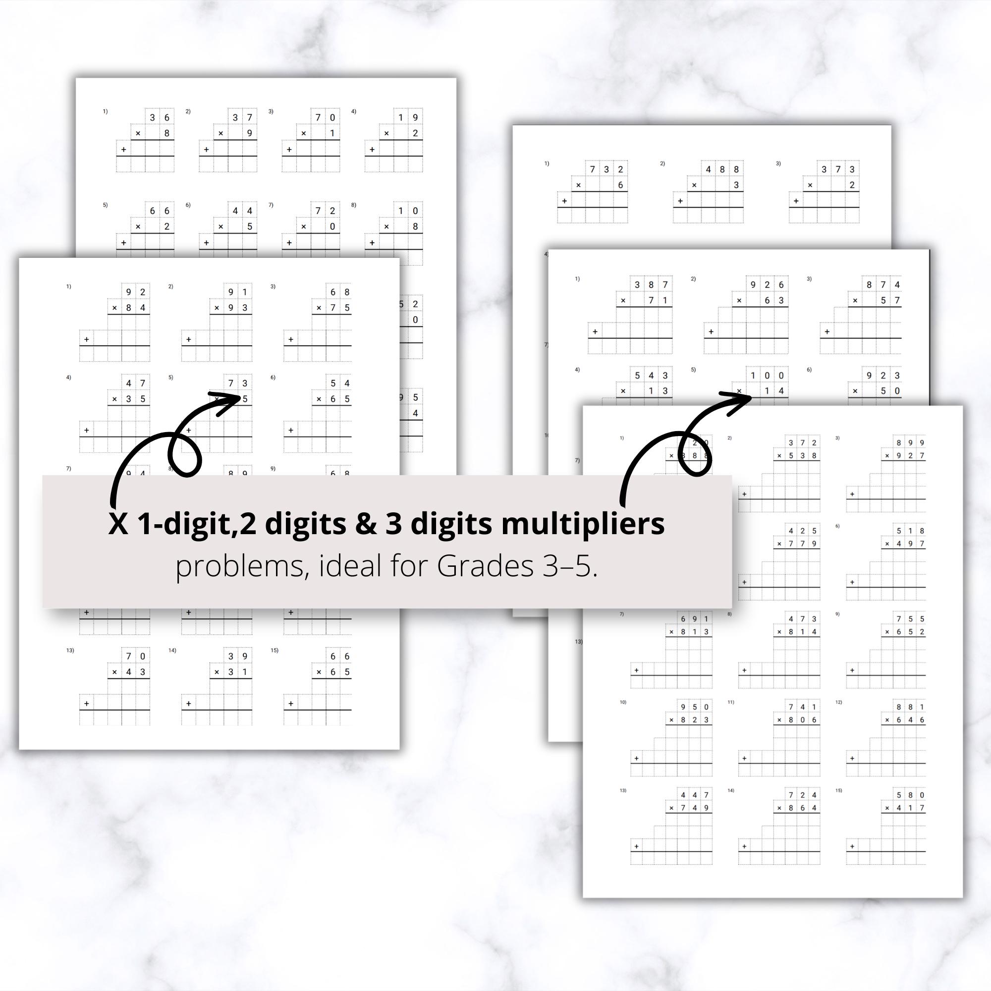 Step By Step Multiplication Example Step by Step Multiplication Bundle Printable PDF, Multi-digit Math ...