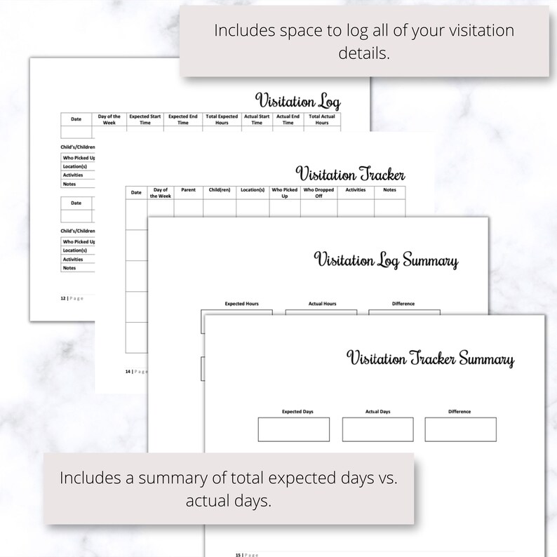 Co-parenting Planner Editable & Printable PDF, Child Custody Planner ...