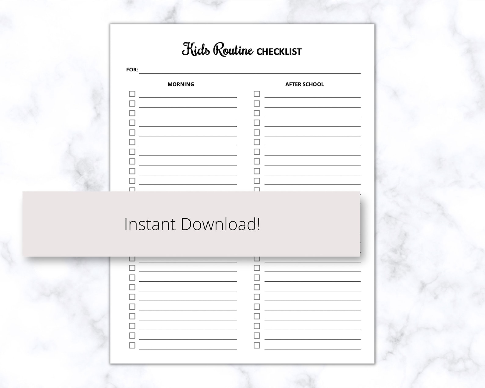 Kids Routine Checklist Printable PDF, Daily Routine Chart for Kids ...