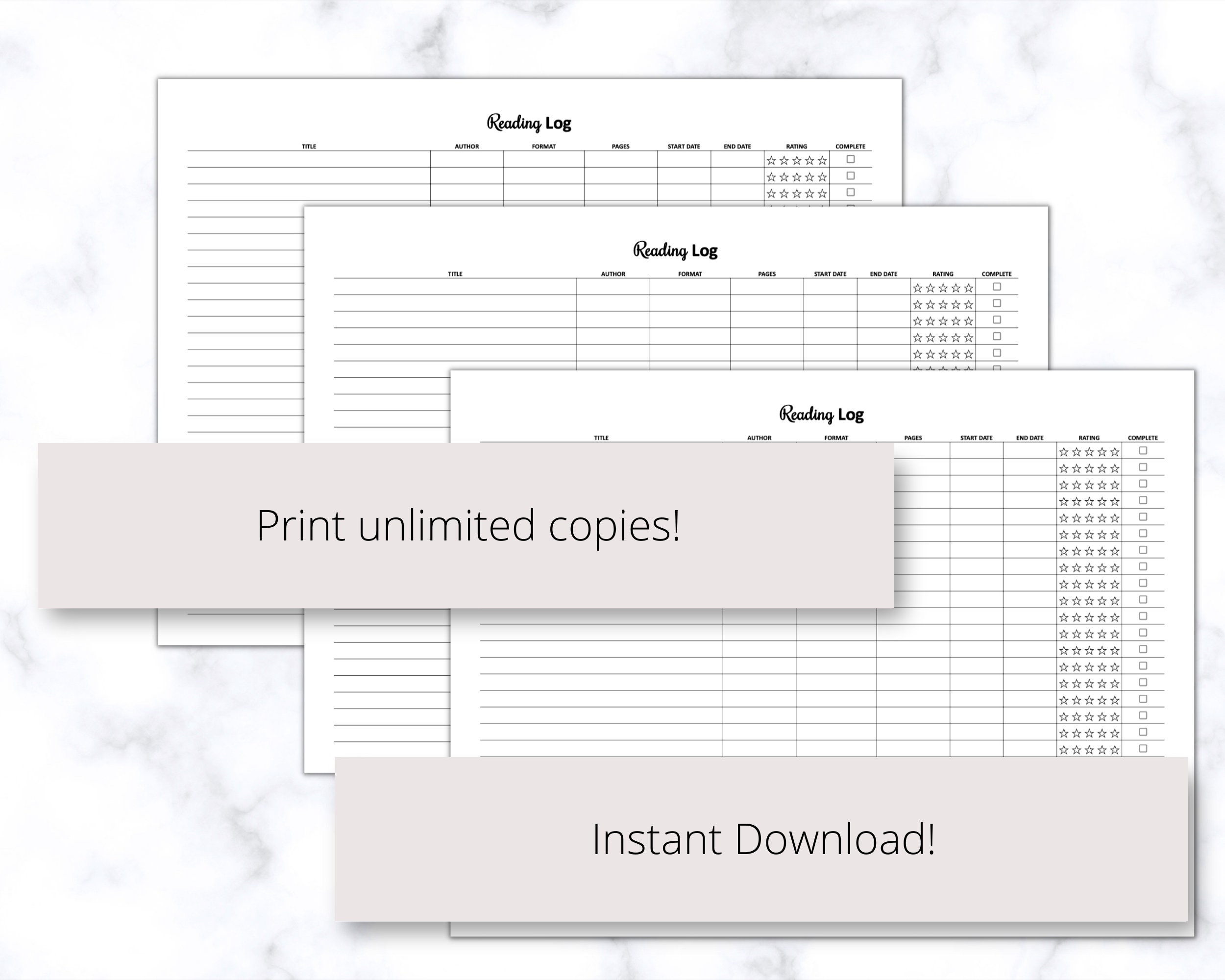 Reading Log Printable PDF, Book Tracker, Book Progress Tracker ...