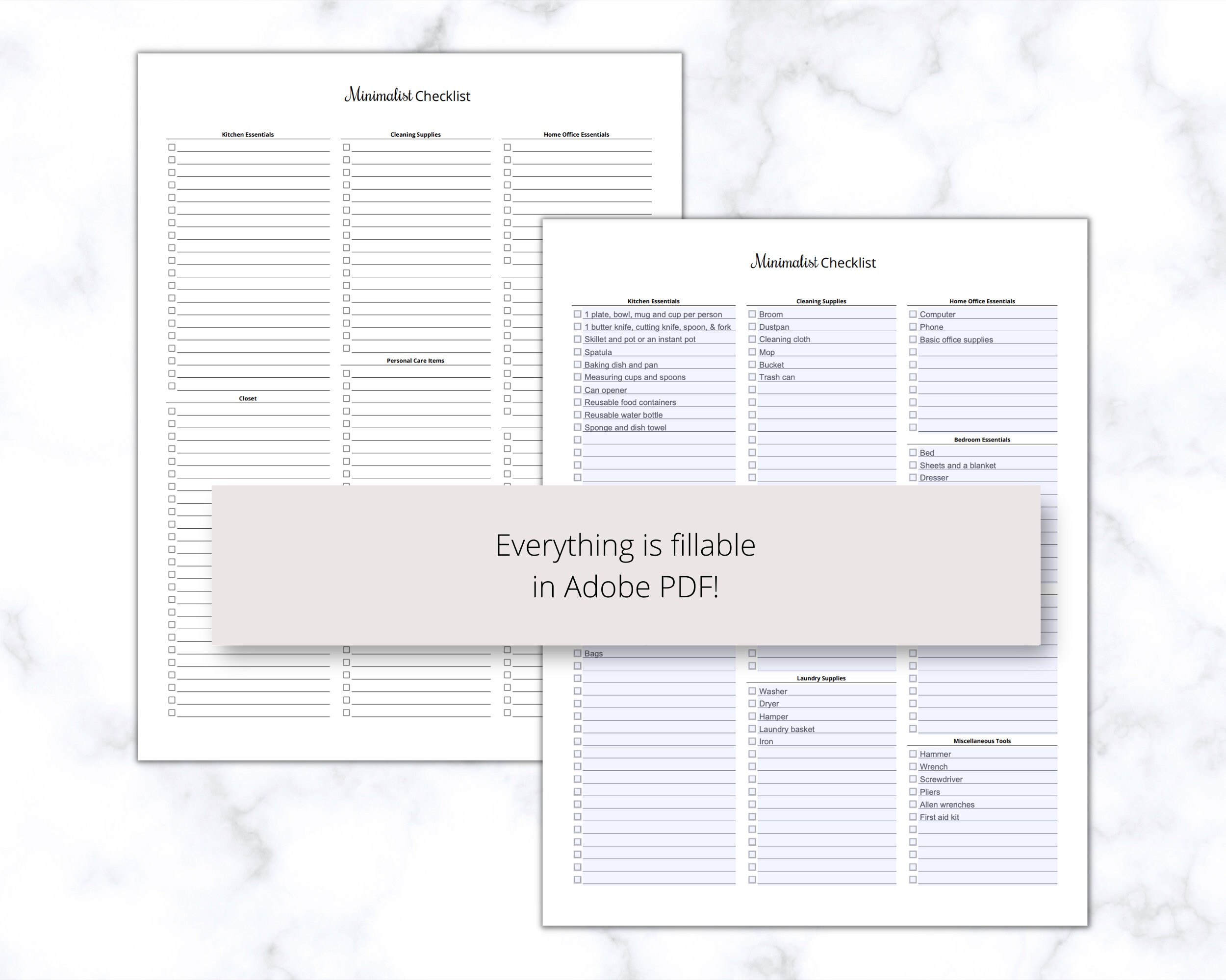 Minimalist Checklist Printable PDF, Minimalist Decluttering Checklist ...