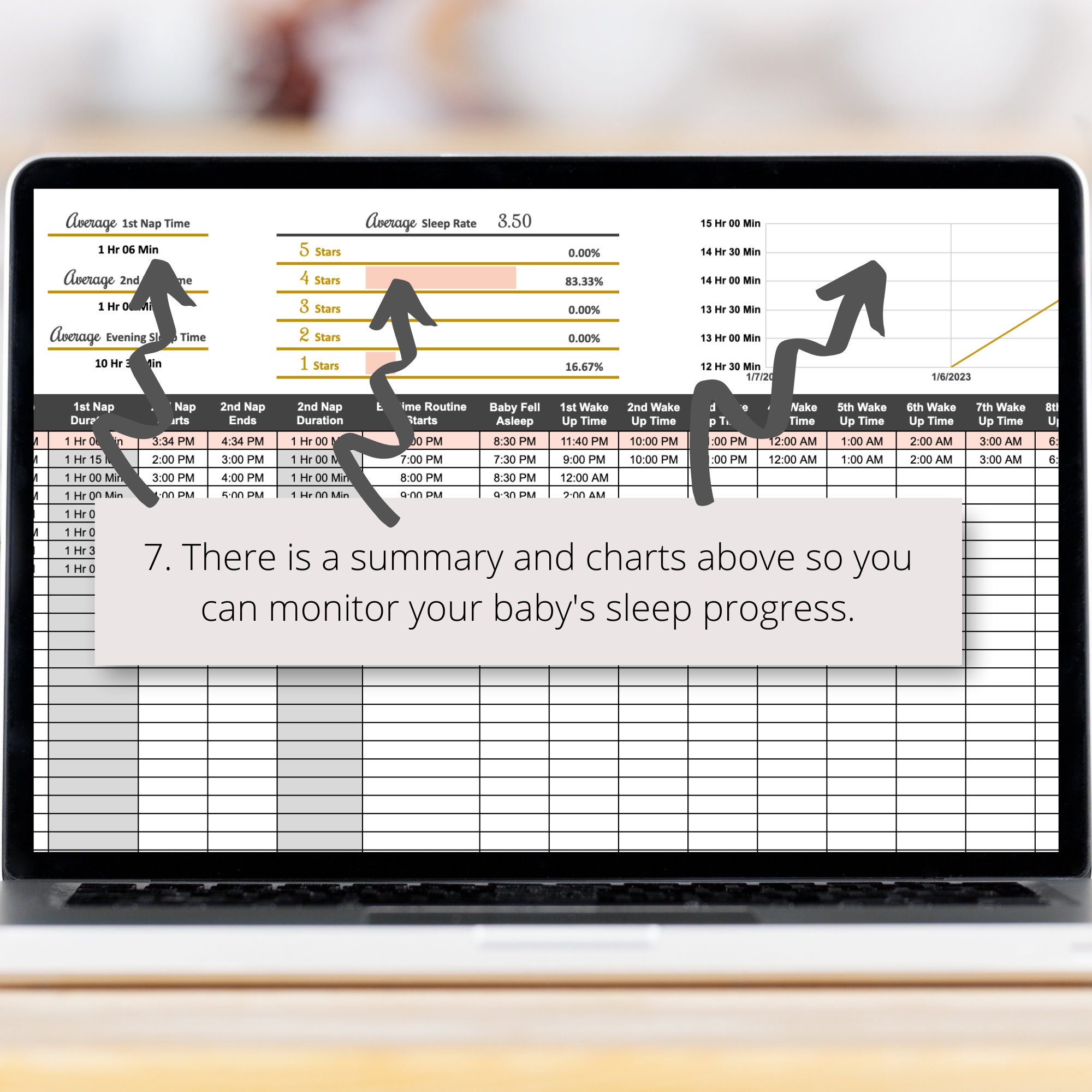 Baby Sleep Tracker Google Sheets Spreadsheet With Additional Waking ...
