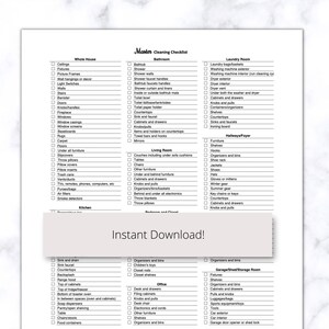 Master Cleaning List Printable PDF, Cleaning Checklist for House ...