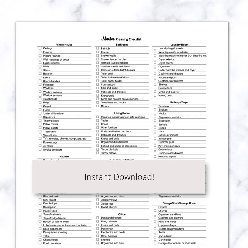 cleaning checklists