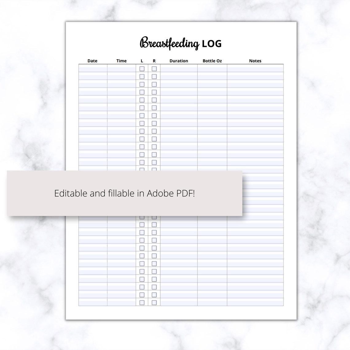 Breastfeeding Log Printable PDF Feeding Log for Newborn - Etsy
