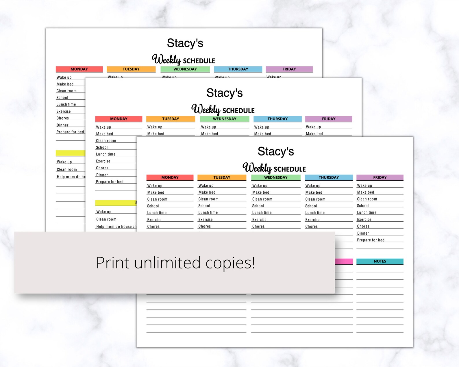 Kids Weekly Schedule Printable PDF, Kids Weekly Planner, Editable Kids ...