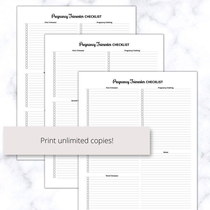 Pregnancy Trimester Checklist Printable PDF, Maternity Checklist PDF ...