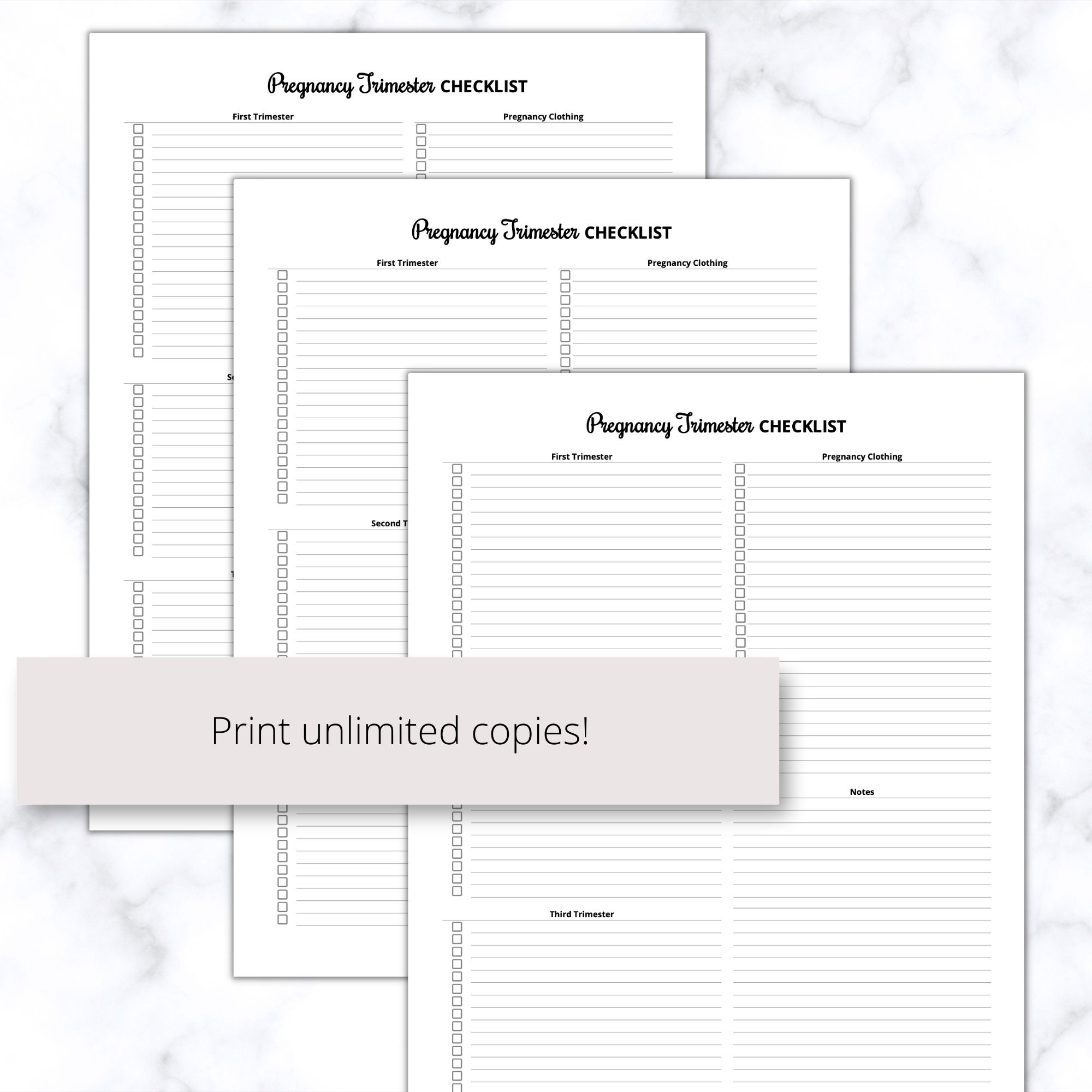 Pregnancy Trimester Checklist Printable PDF, Maternity Checklist PDF ...