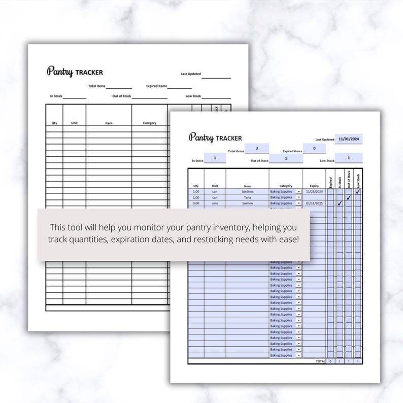 food pantry inventory sheet
