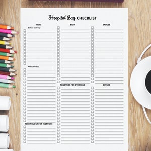 Hospital Bag Checklist Printable PDF, Hospital Bag Must Haves, Mom and ...