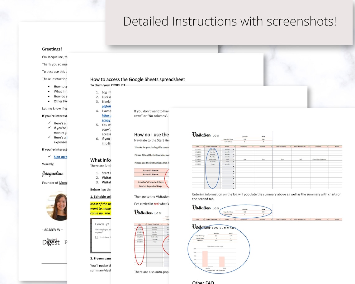 Child Custody Visitation Days Tracker Google Sheets Etsy
