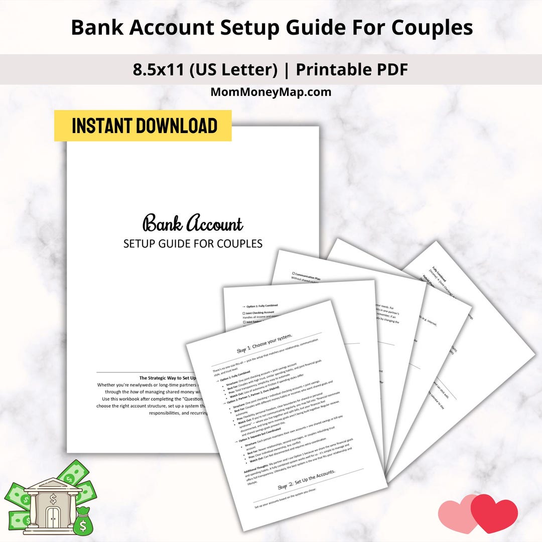 Bank Account Setup Guide for Couples Printable PDF, Relationship ...
