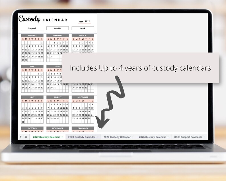 Coparenting Planner Google Sheets Spreadsheet Child Custody Etsy