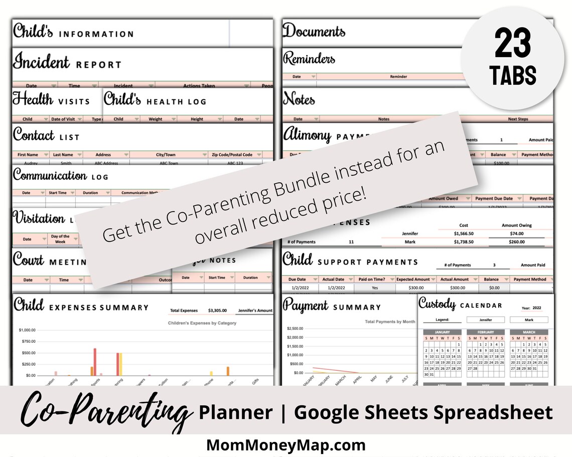 Child Custody Visitation Days Tracker Google Sheets Etsy
