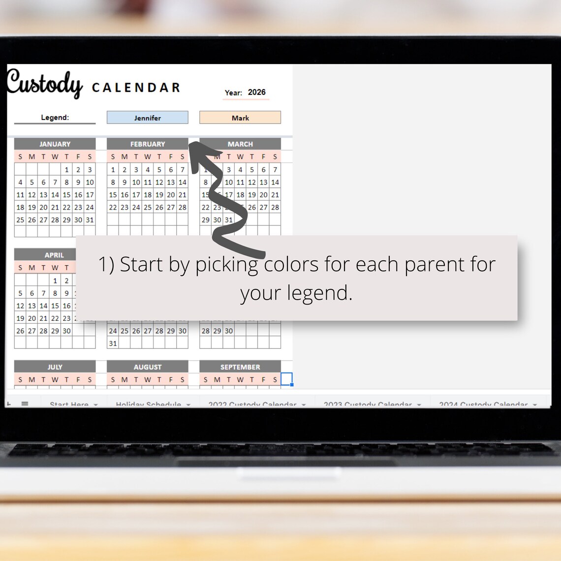 Coparenting Calendar Google Sheets Spreadsheet Co Parenting Etsy